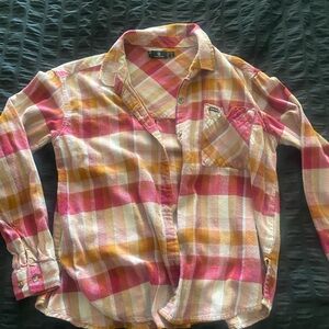 Volcom Pink and Orange Button Down Shirt